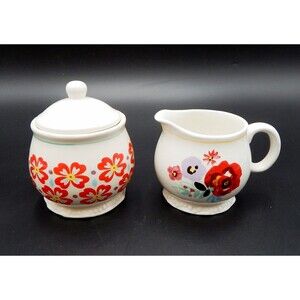 Pioneer Woman Flea Market Creamer and Sugar Bowl Set Pattern Stoneware Floral